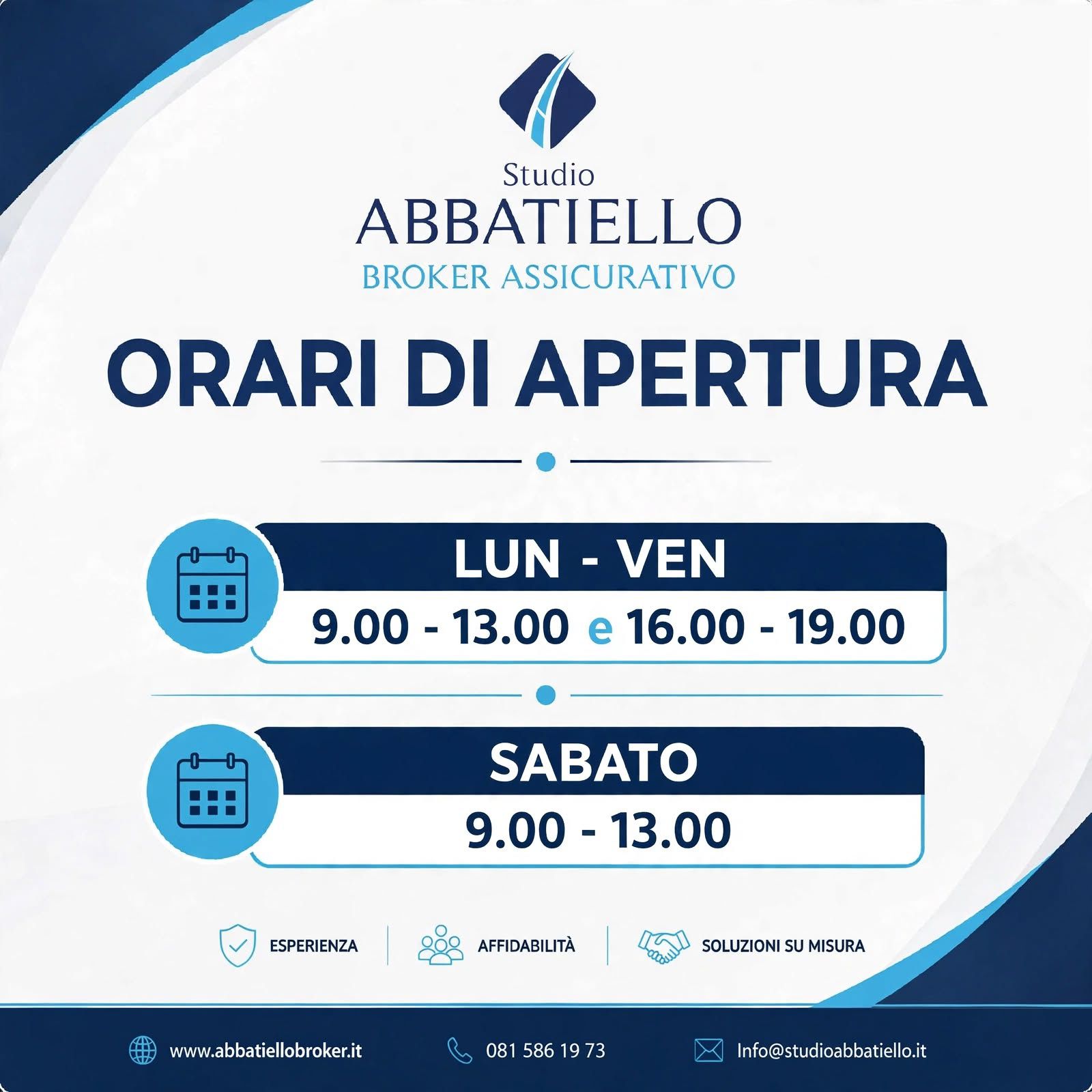 NUOVO ORARIO DI APERTURA